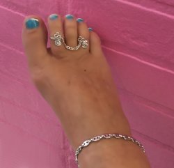 .925 Designer chain double toe ring Swrils of Love